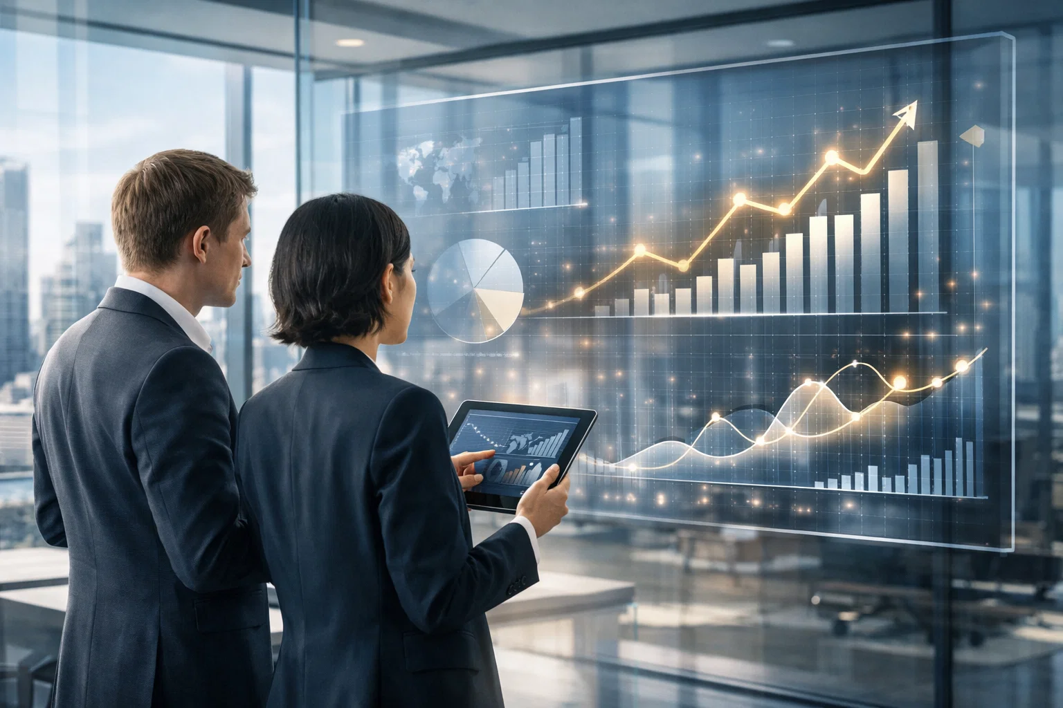Forex broker digital performance insights showing organic traffic growth and SEO analytics dashboards.